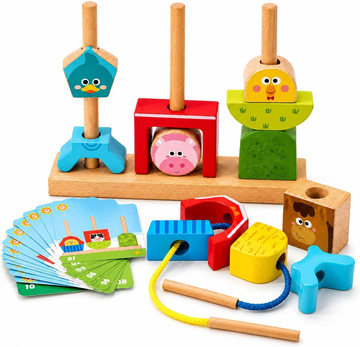 Montessori Farm Lacing and Sorting Toy