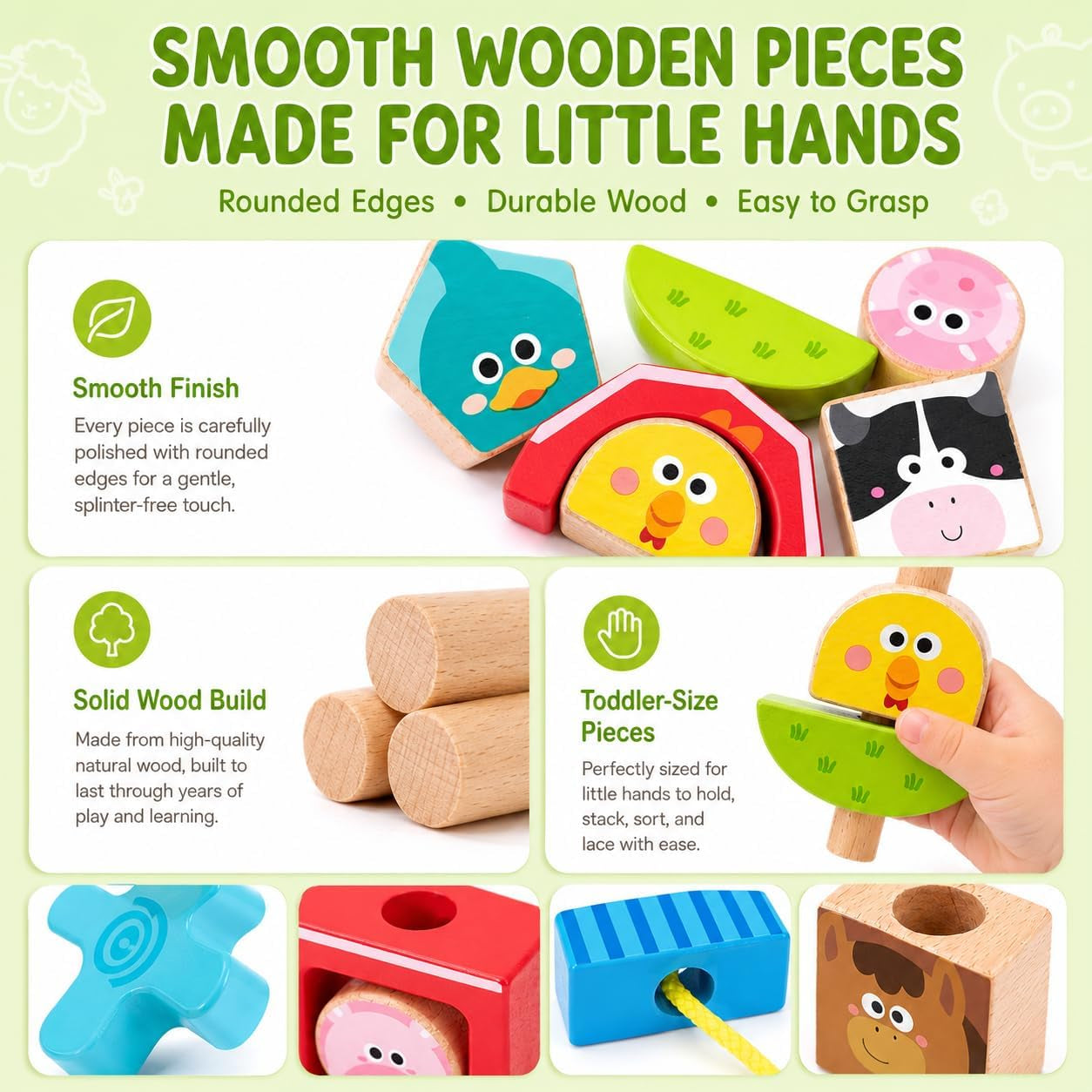 Montessori Farm Lacing and Sorting Toy