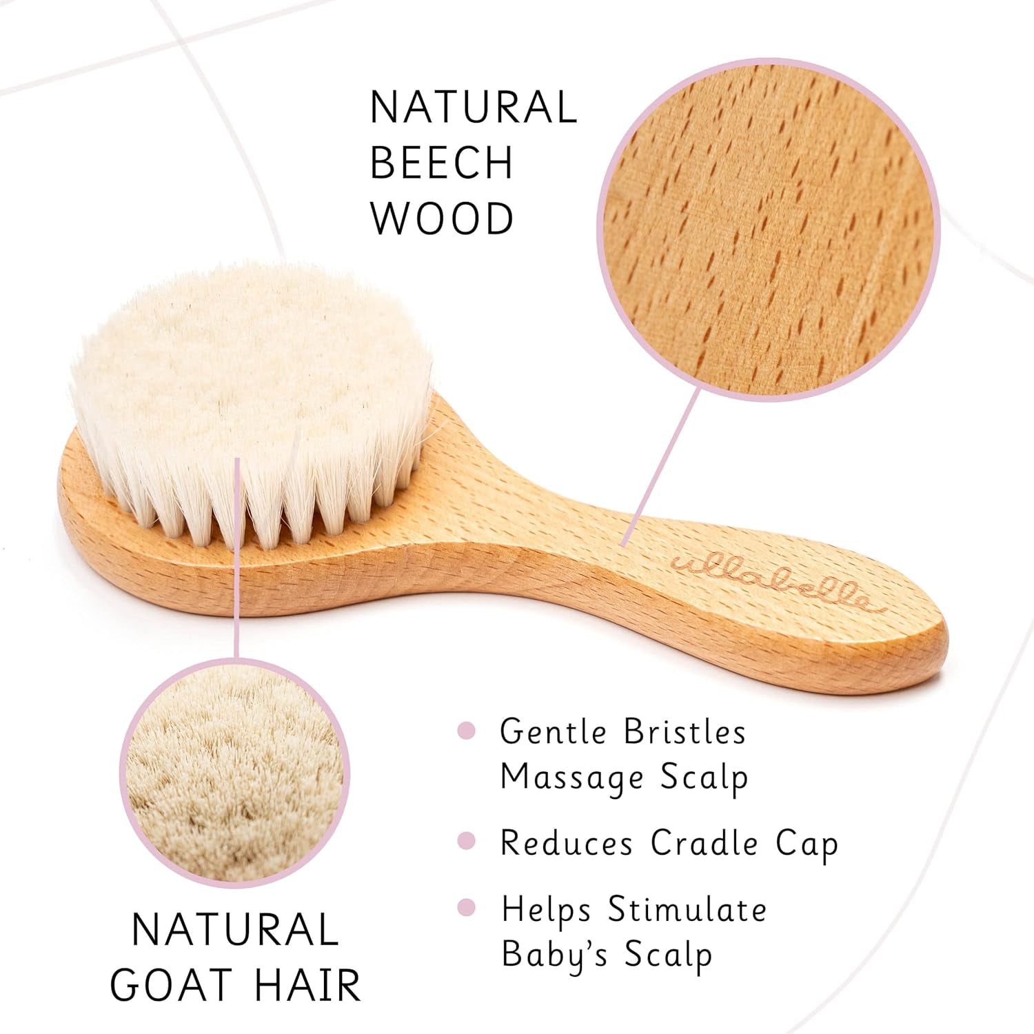 3-Piece Wooden Baby Hair Brush and Comb Set