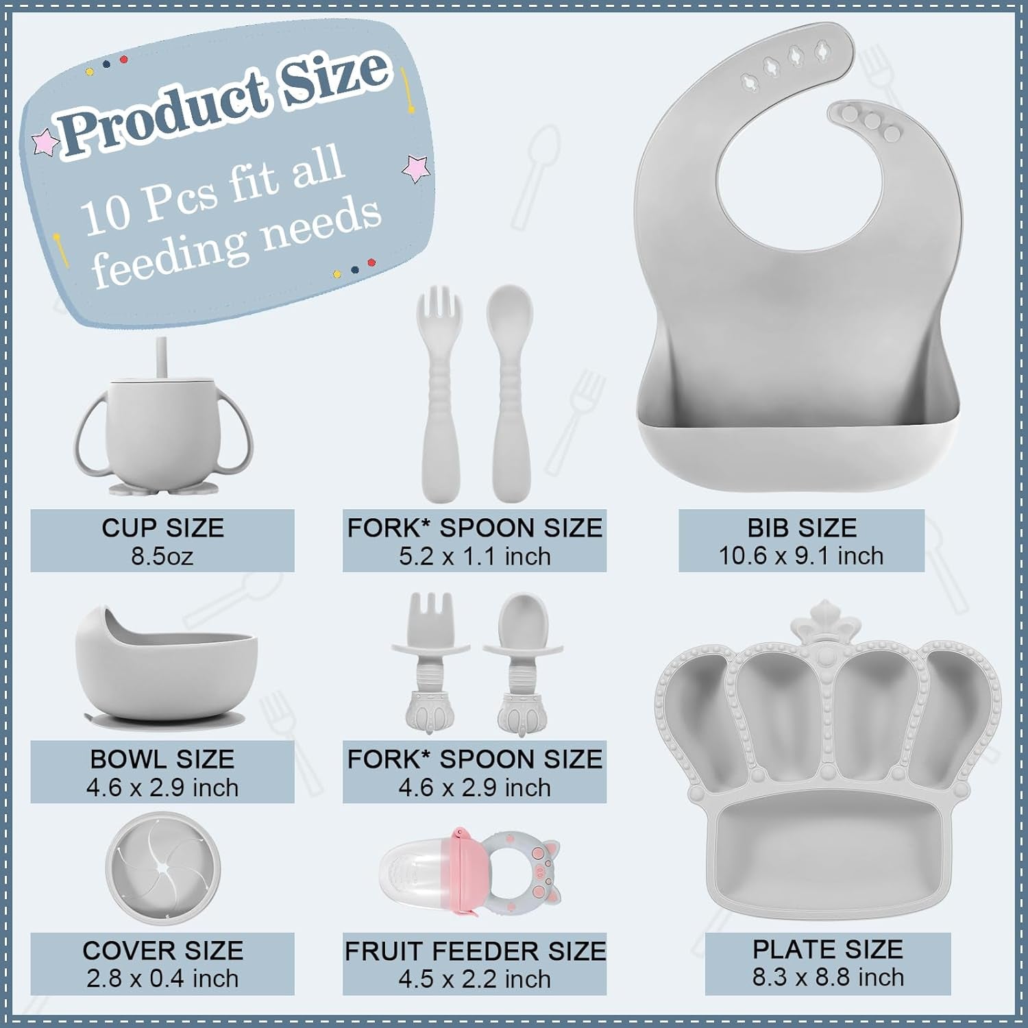 Silicone Baby Feeding Set 10 Pcs