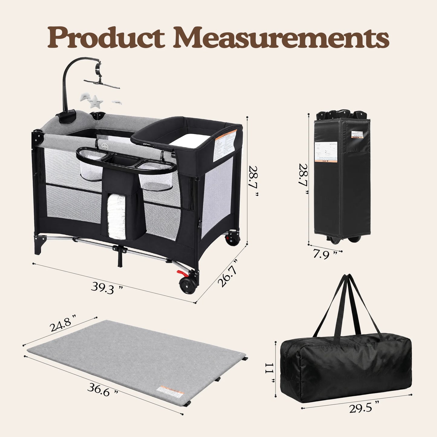 Foldable Bedside Crib Bassinet