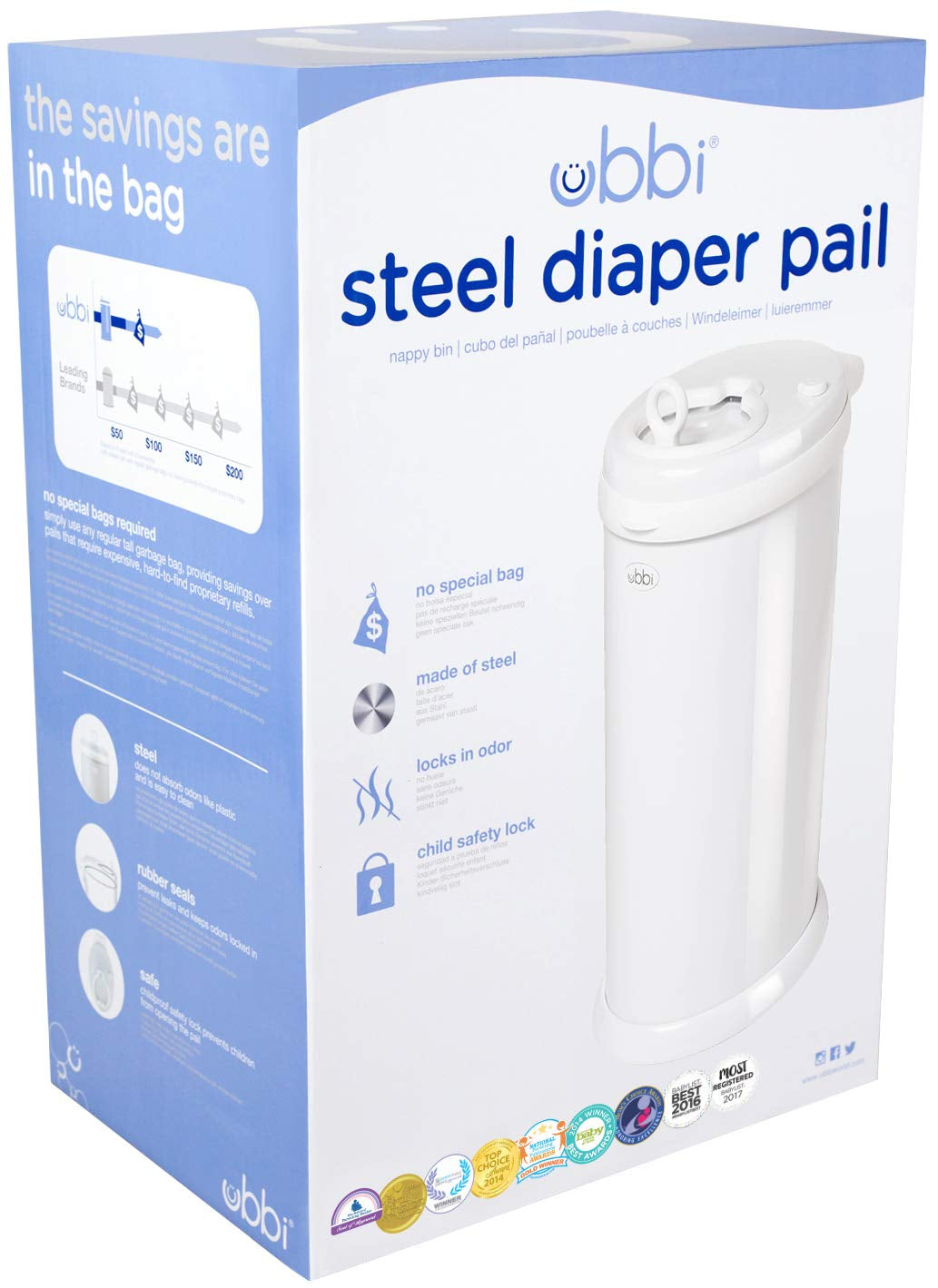 Steel Diaper Pail Odor Locking