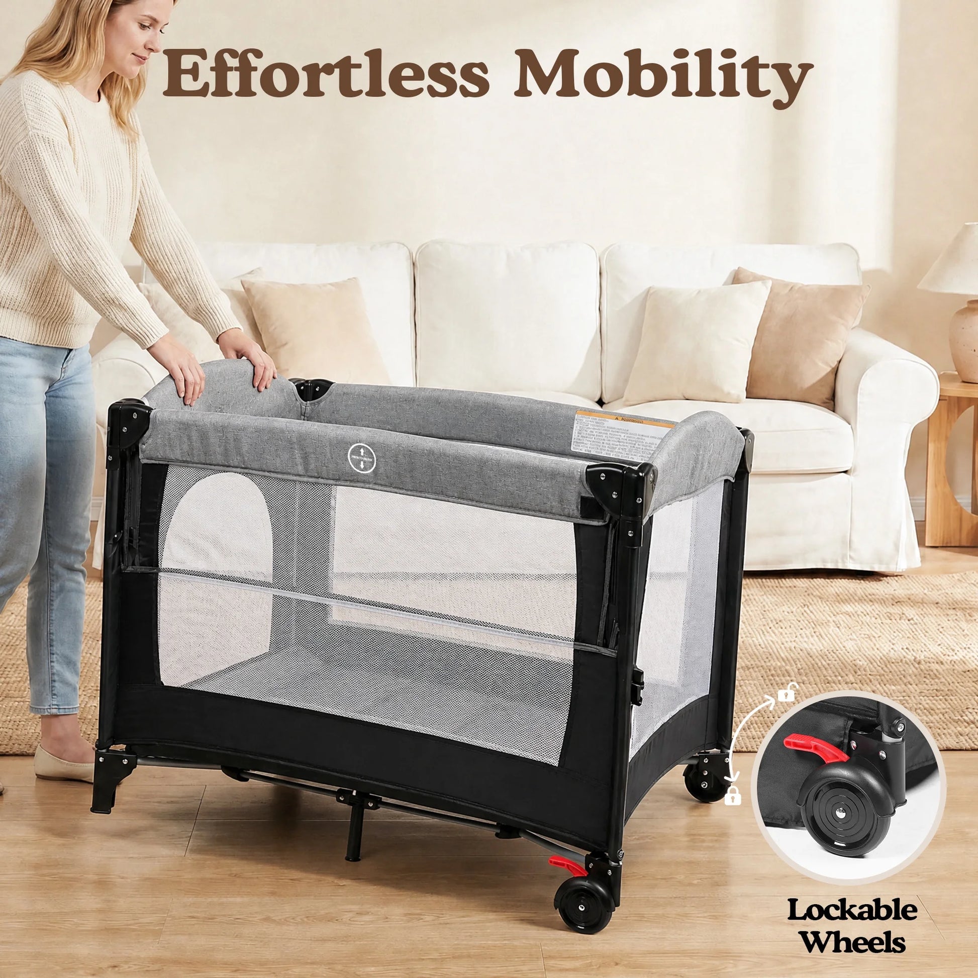 Foldable Bedside Crib Bassinet