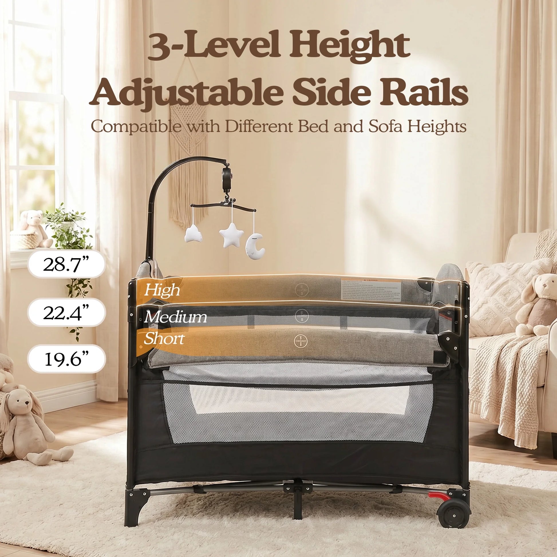 Foldable Bedside Crib Bassinet