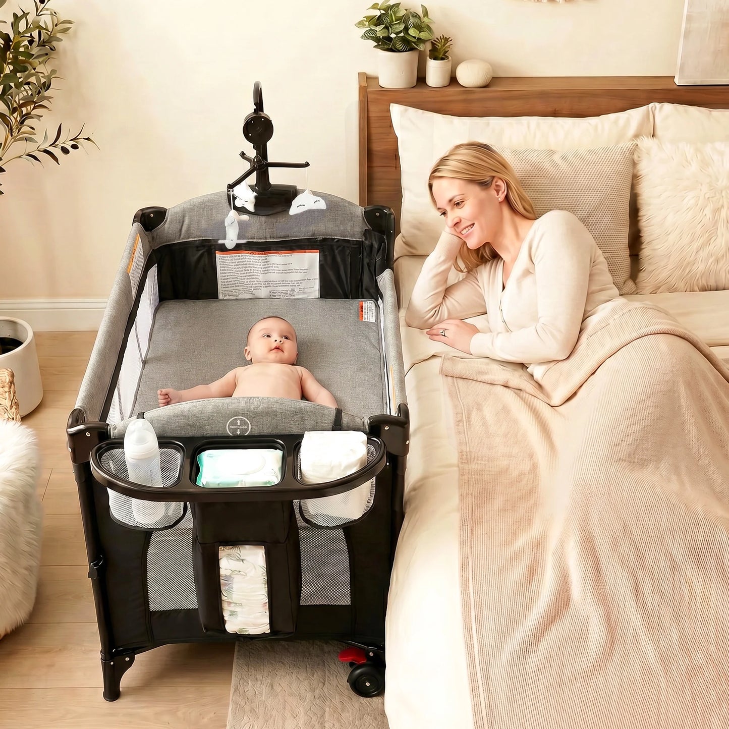 Foldable Bedside Crib Bassinet
