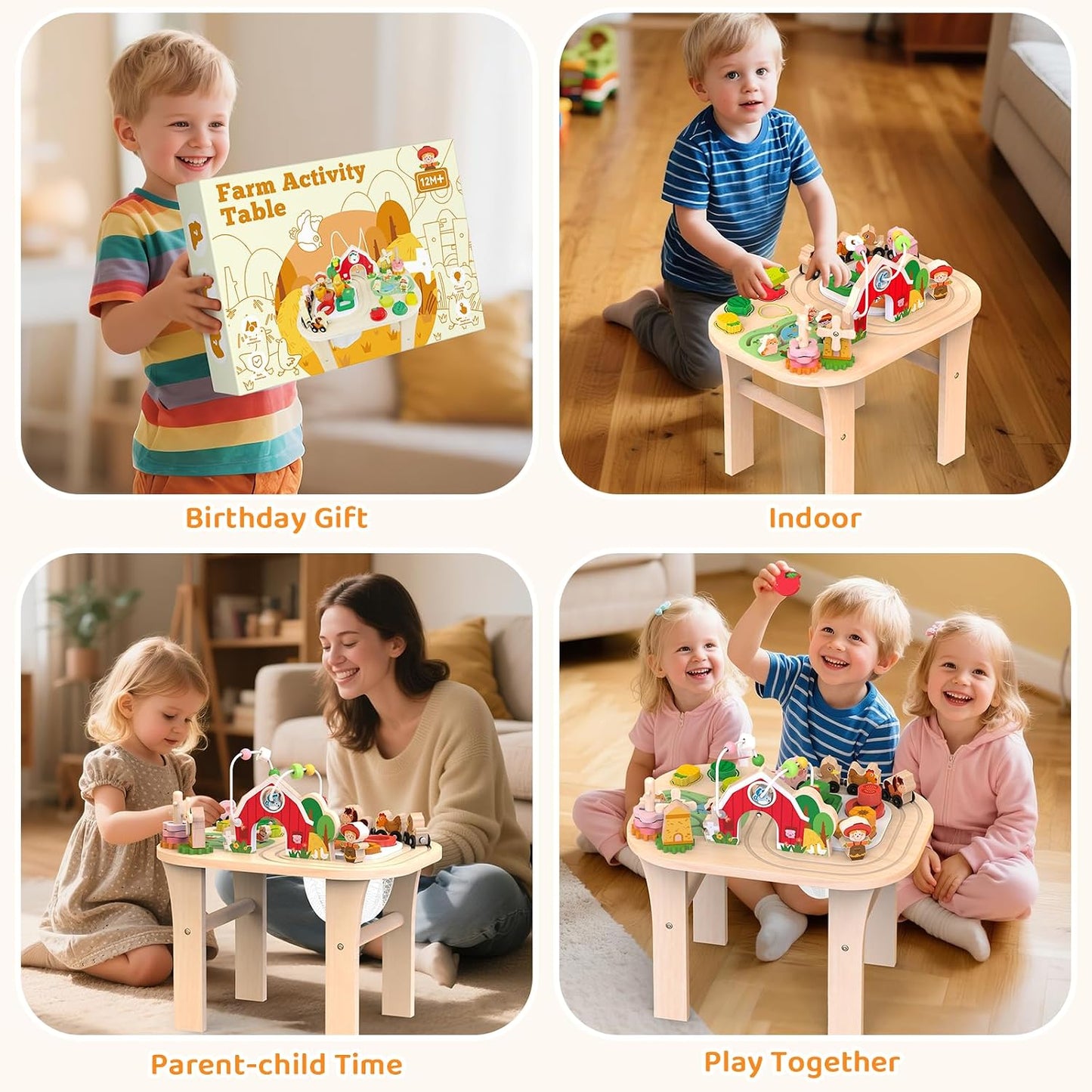 Montessori Wooden Activity Table 9-In-1