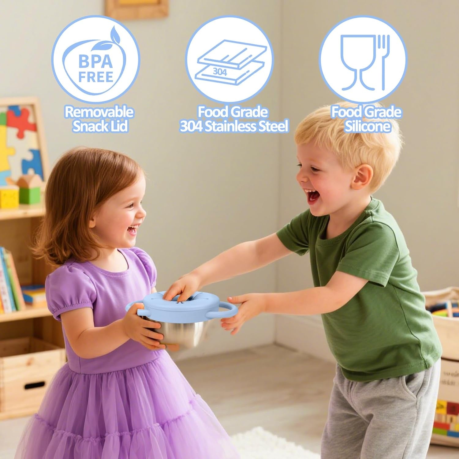 Stainless Steel Toddler Snack Cups 2-Pack
