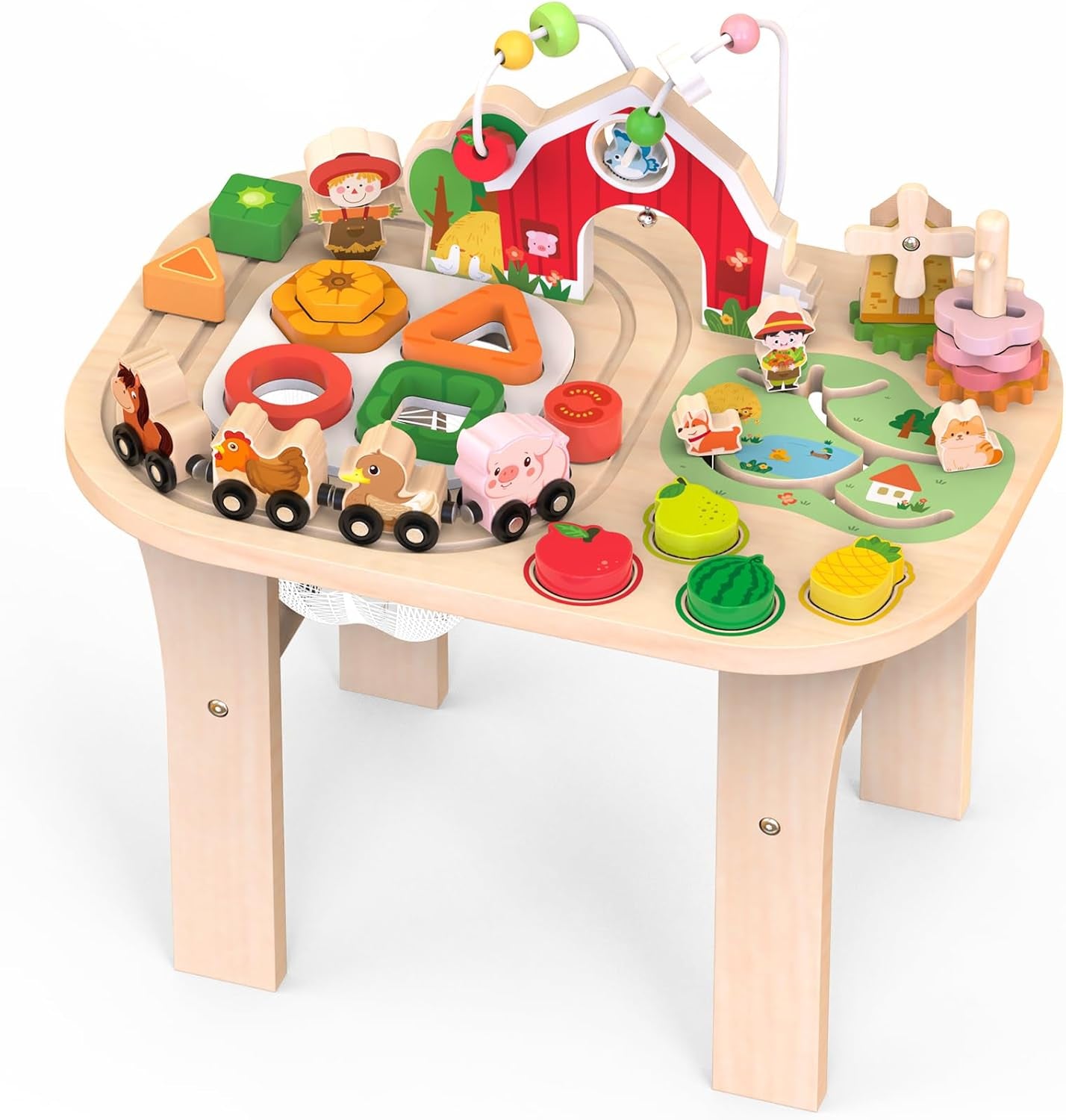 Montessori Wooden Activity Table 9-In-1