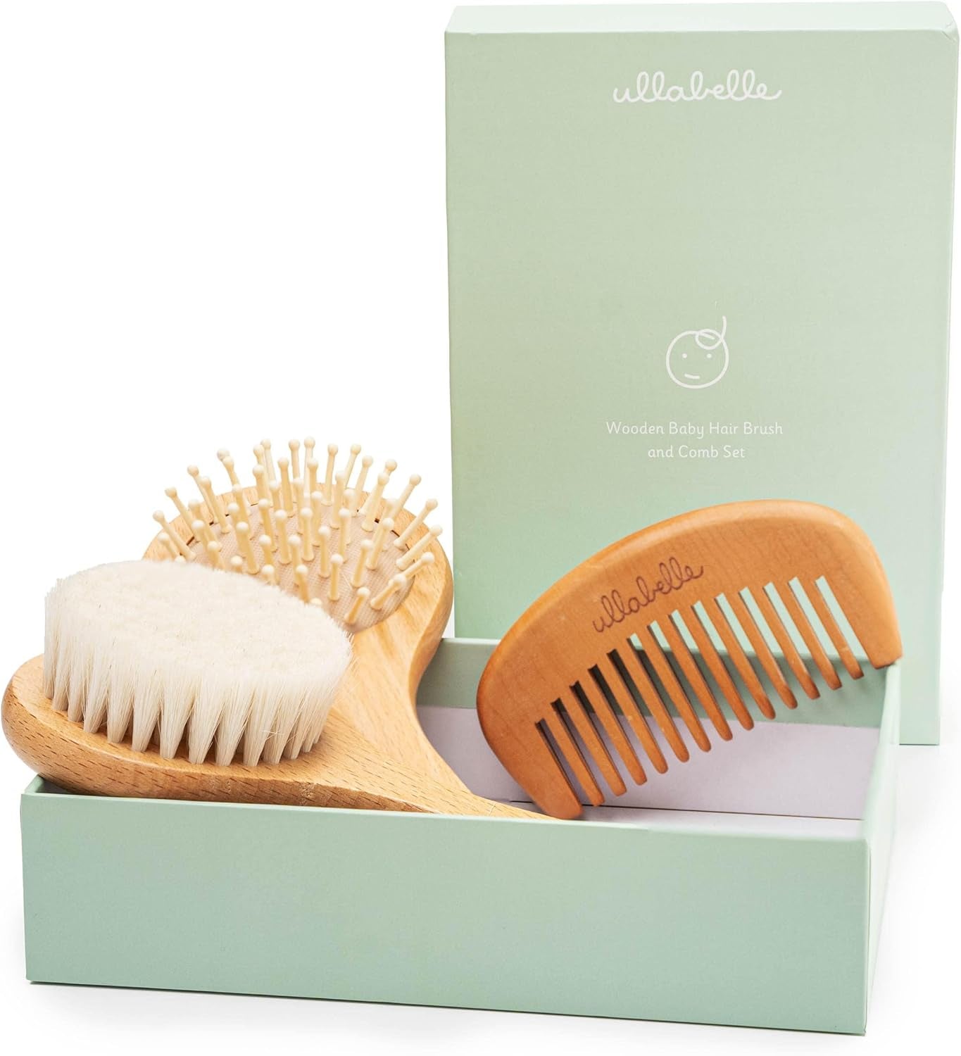 3-Piece Wooden Baby Hair Brush and Comb Set