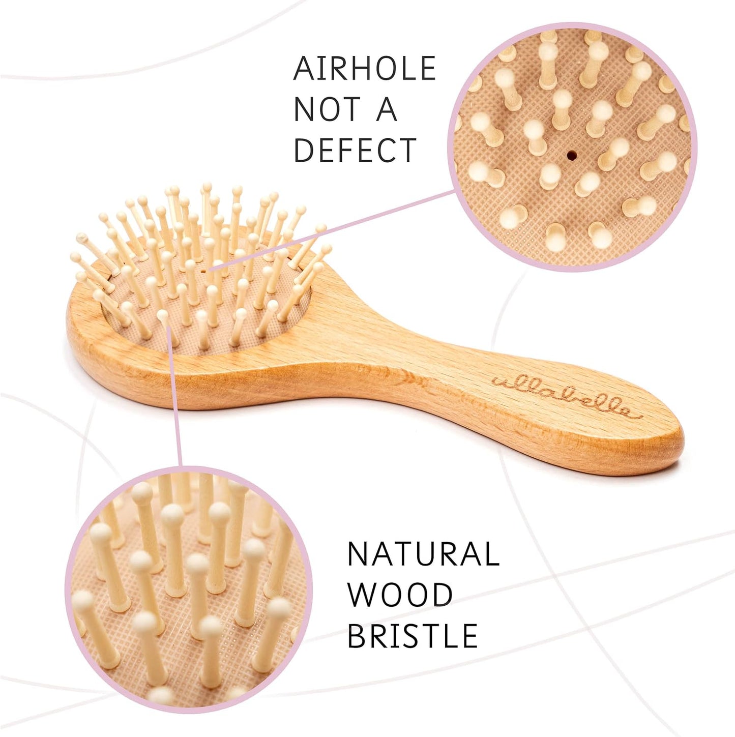 3-Piece Wooden Baby Hair Brush and Comb Set