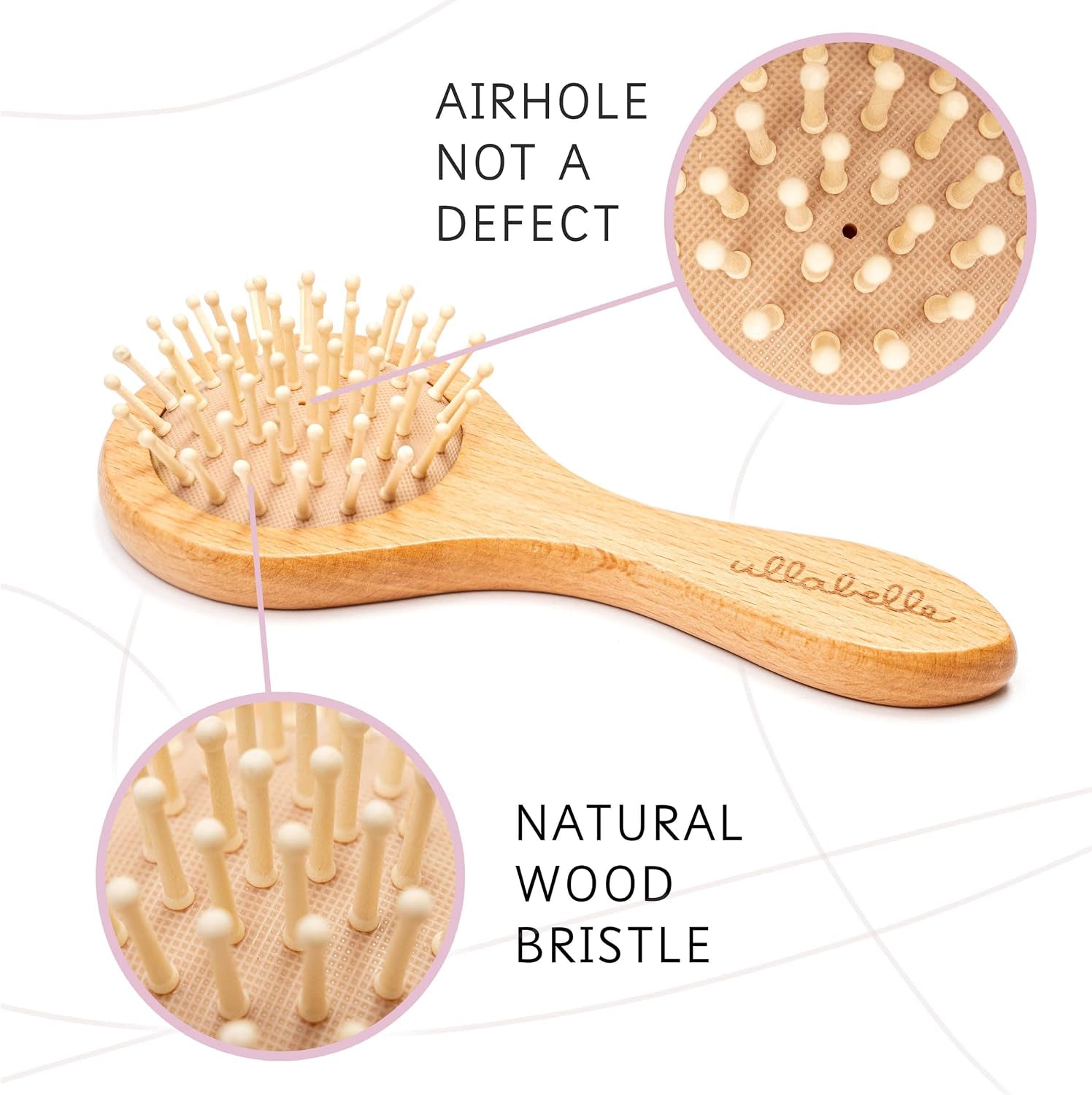 3-Piece Wooden Baby Hair Brush and Comb Set