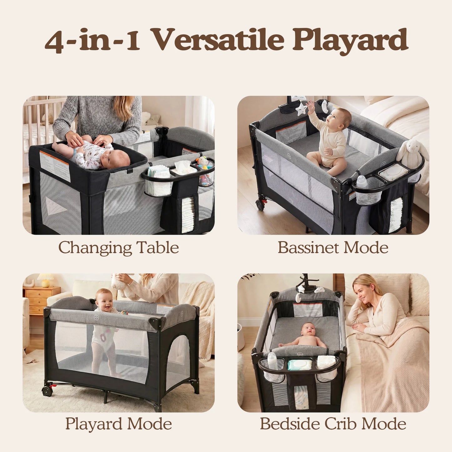 Foldable Bedside Crib Bassinet