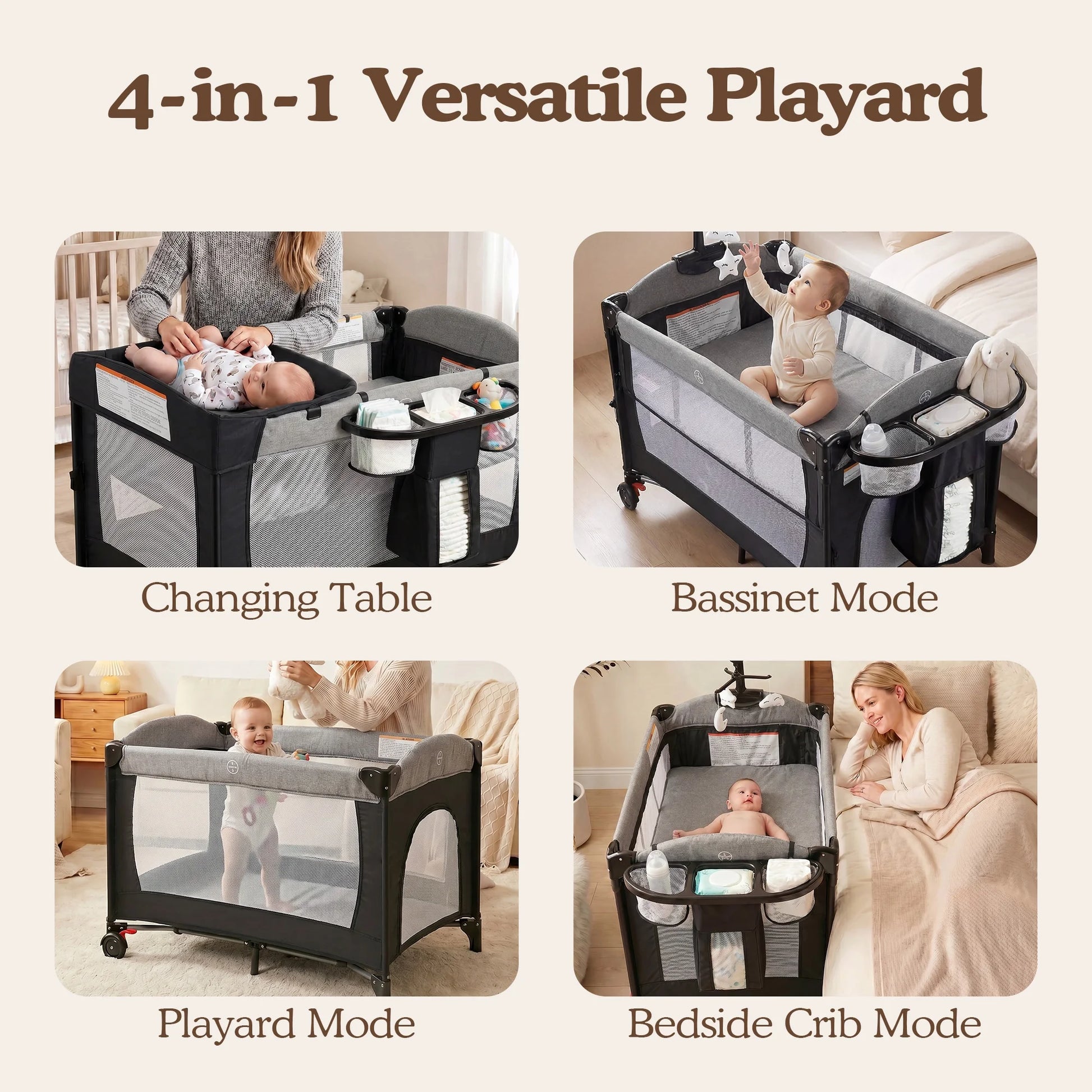 Foldable Bedside Crib Bassinet