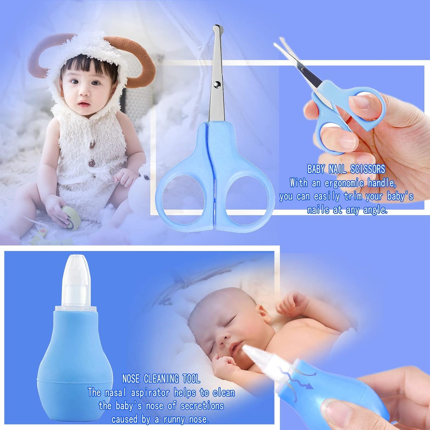 Baby Grooming Kit 10-In-1 (Blue)