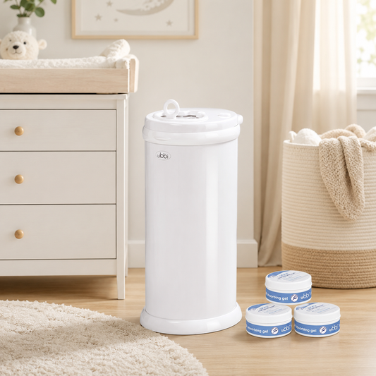 Odor-Locking Steel Diaper Pail & Freshness System