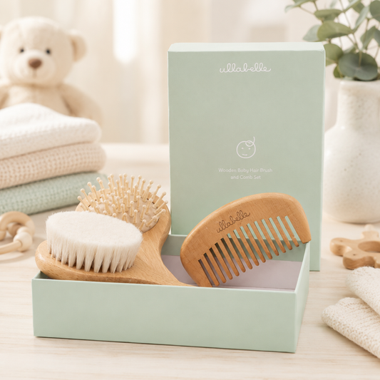 3-Piece Natural Wooden Baby Grooming & Cradle Cap Care Set