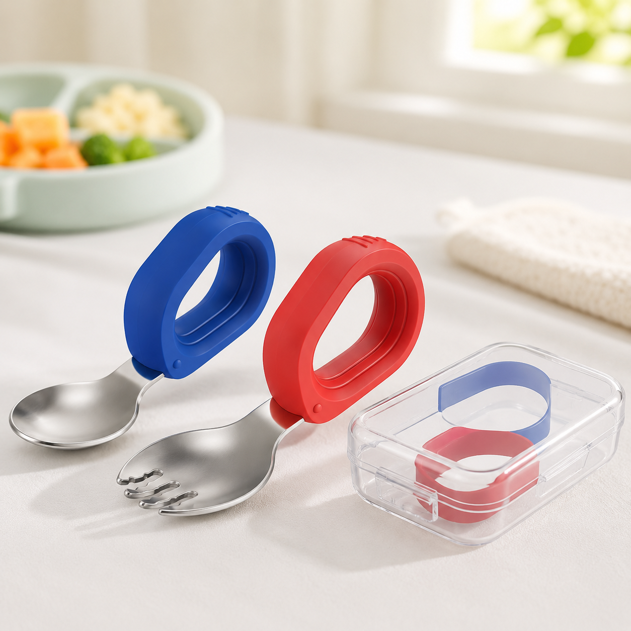 Ergonomic Self-Feeding Toddler Utensil Set
