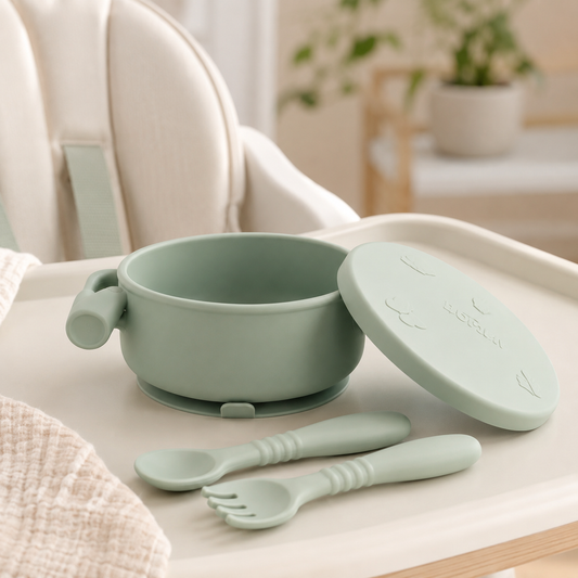Non-Slip Silicone Suction Bowl with Utensil Set