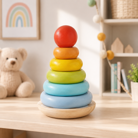 Wooden Rainbow Stacker – Classic Montessori Developmental Toy
