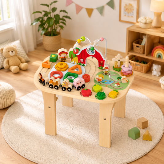 9-in-1 Montessori Wooden Activity Table – The Ultimate Learning Station