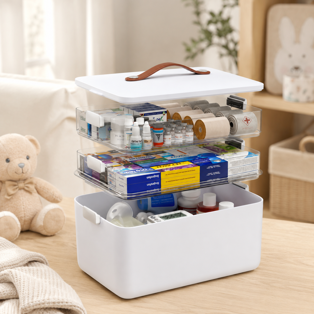 3-Tier Family First Aid & Medicine Organizer – Safe & Accessible Storage