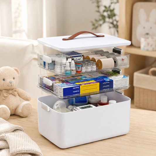 3-Tier Family First Aid & Medicine Organizer – Safe & Accessible Storage