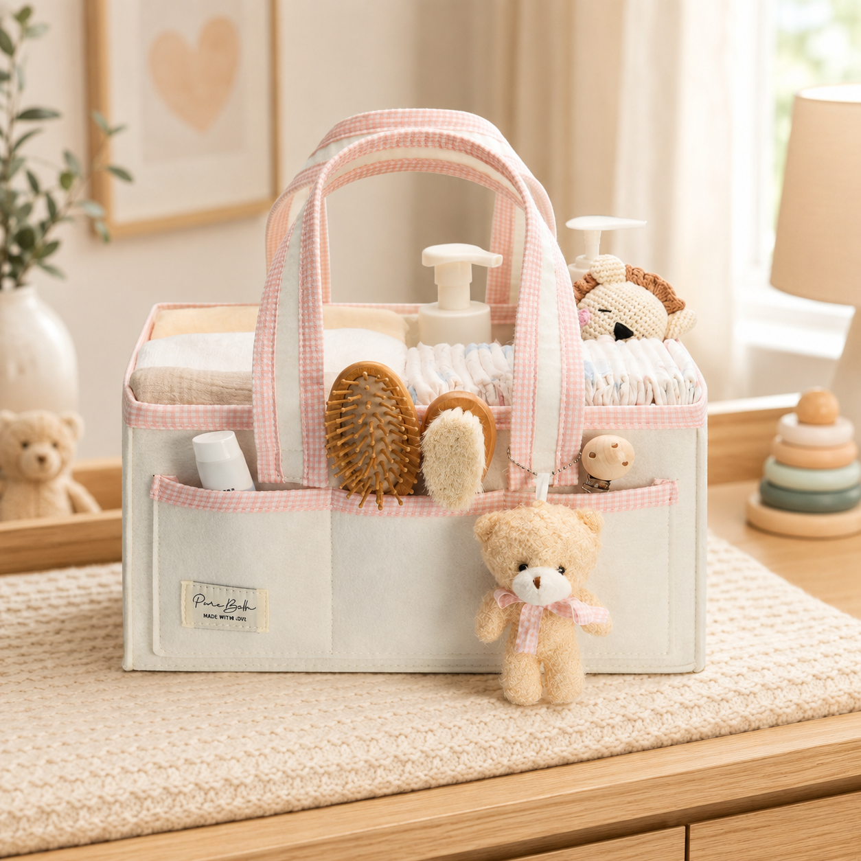 Premium Felt Diaper Caddy – Portable Nursery Organizer