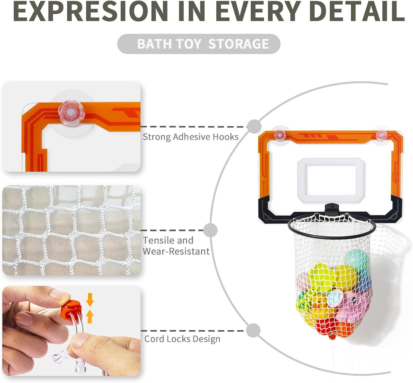 Bath Toy Storage Organizer with Suction Cups
