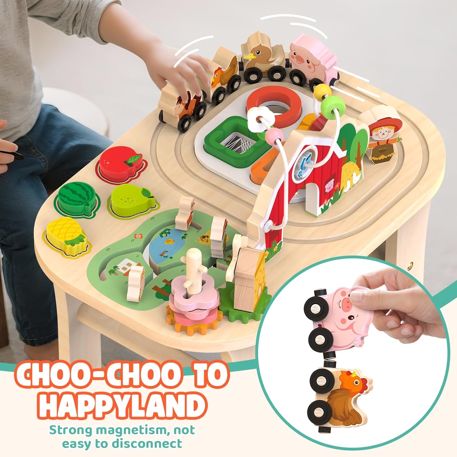 Montessori Wooden Activity Table 9-In-1
