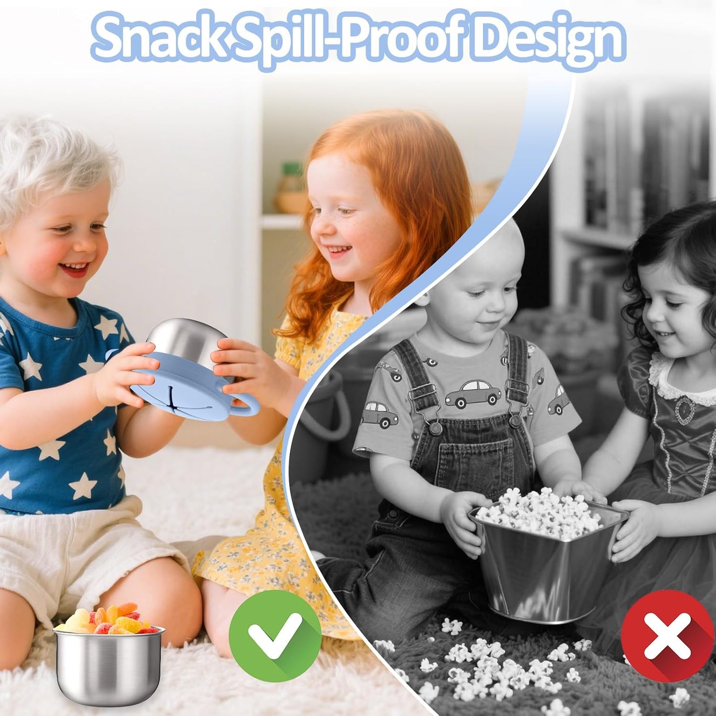 Stainless Steel Toddler Snack Cups 2-Pack