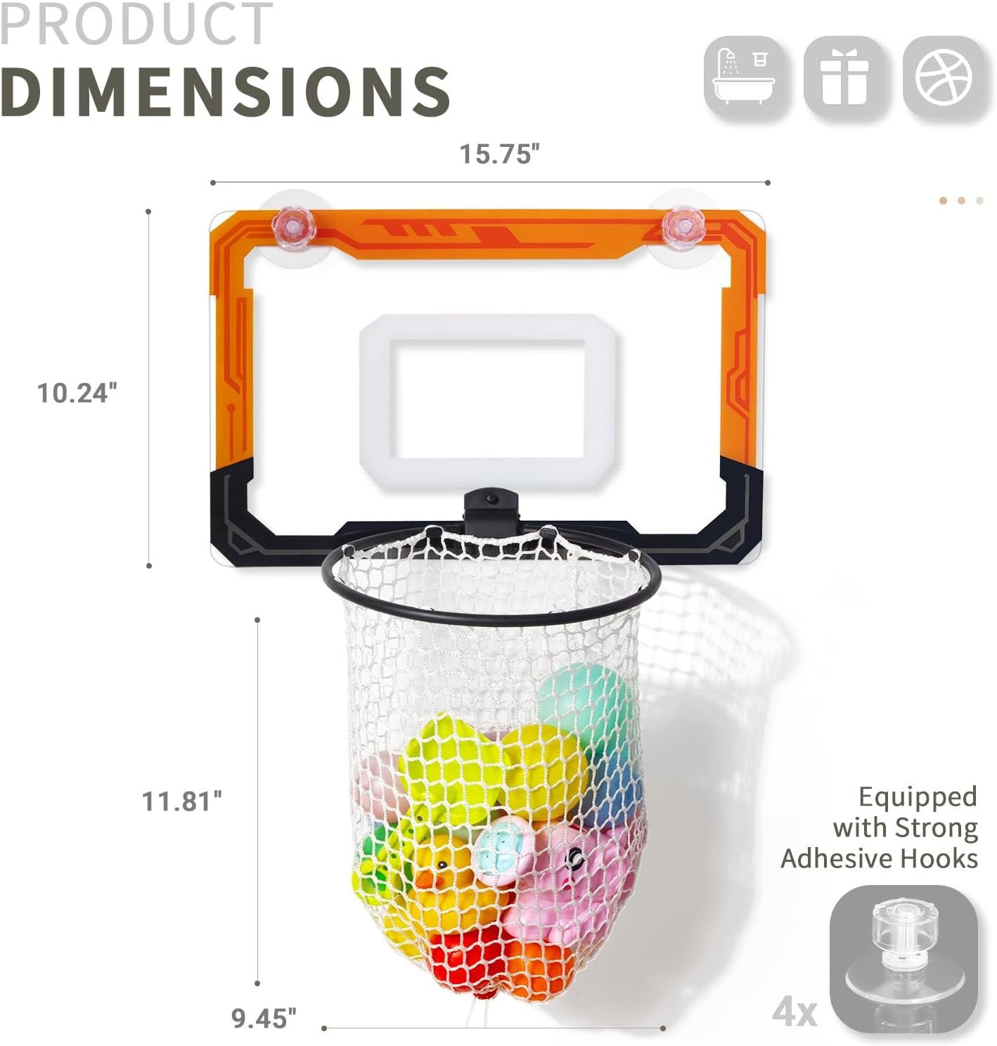 Bath Toy Storage Organizer with Suction Cups