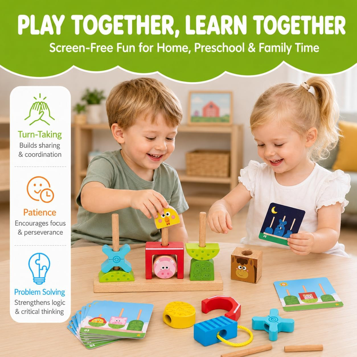 Montessori Farm Lacing and Sorting Toy