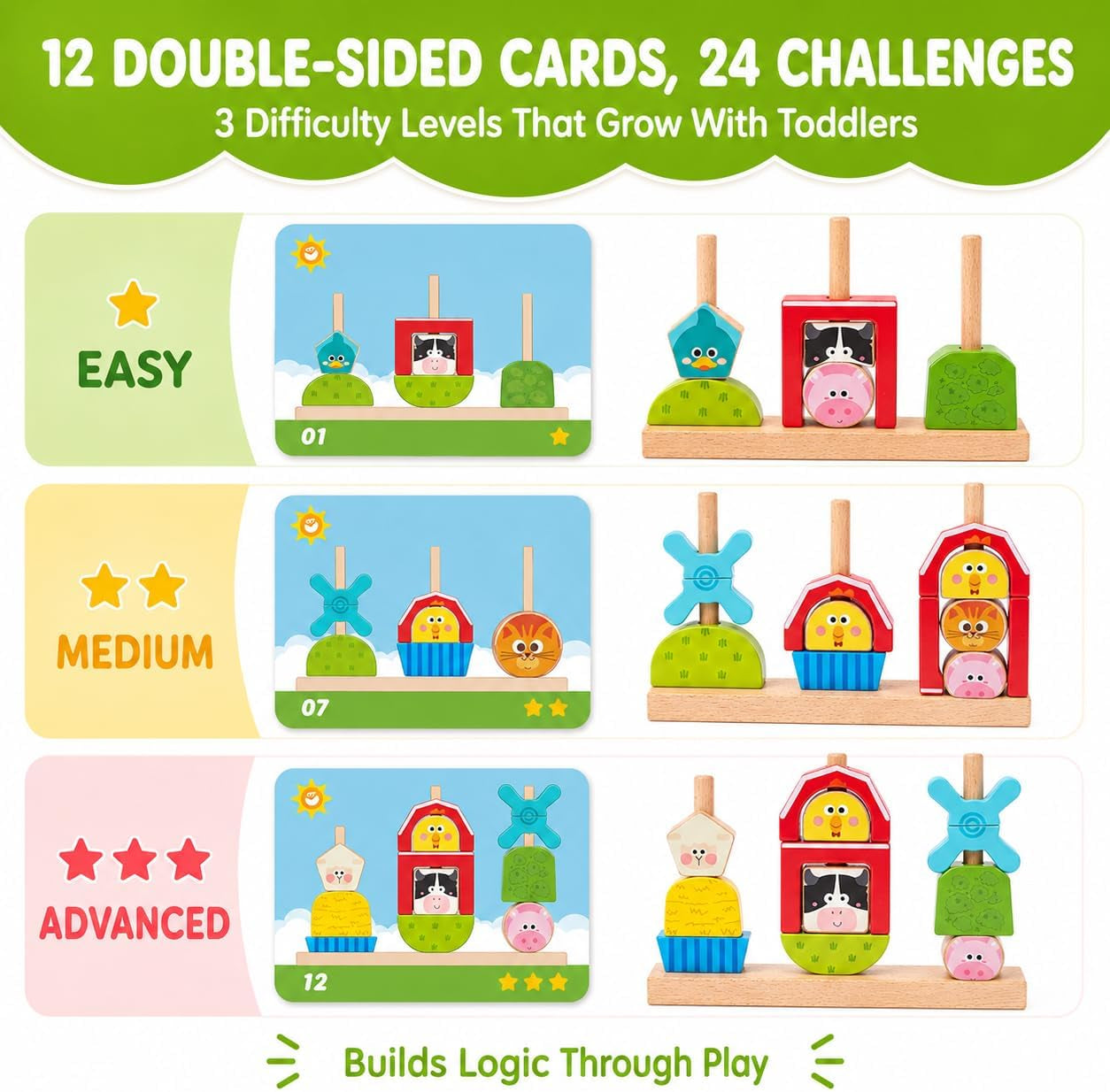 Montessori Farm Lacing and Sorting Toy